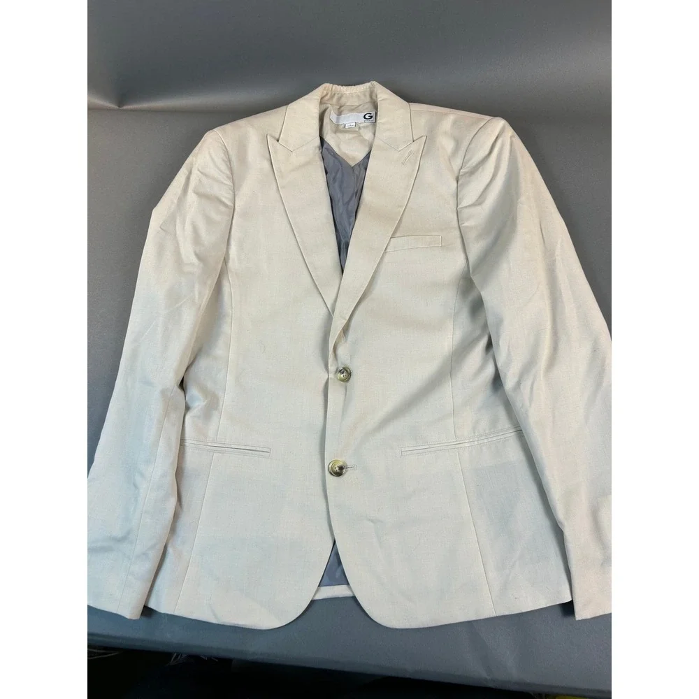 G by Guess Mens Beige Slim Fit Two Button Blazer Sport Coat Jacket Z81N01R8AN1 S